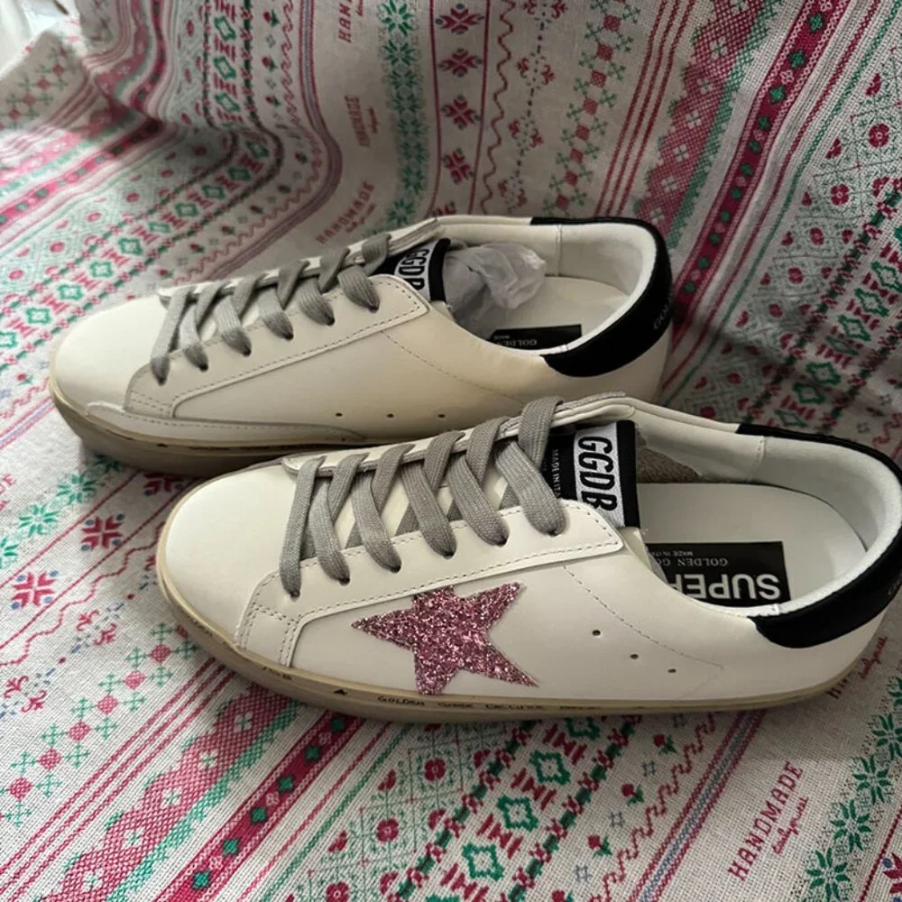 Golden Goose Pink Suede Stars And Pink Glitter Shoes - Picture 9 of 9